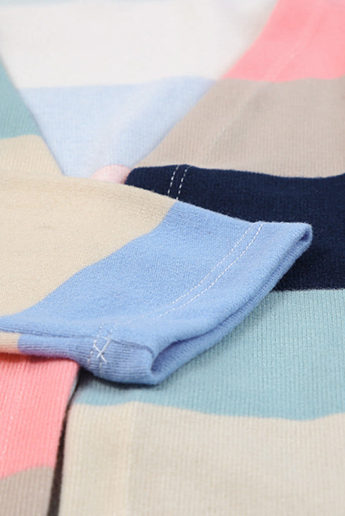 Print Colorblock Long Cardigan